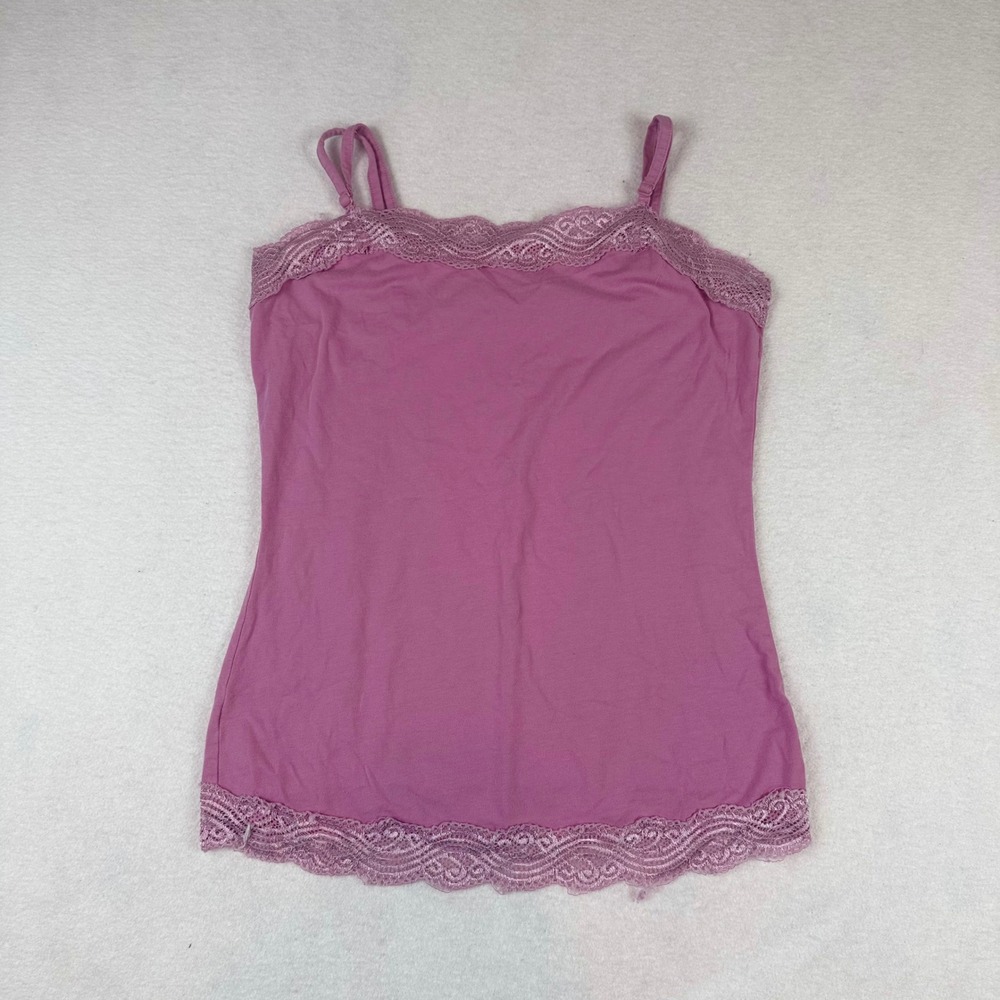 Ann Taylor Womens Pink Lace Trim Camisole Adjustable Straps Size M